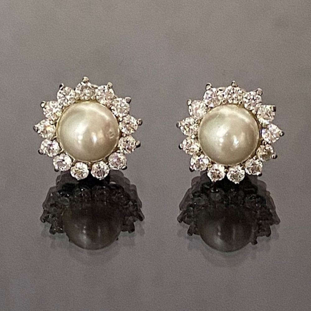 Kolczyki Słonecznik z Perłą i Kryształami